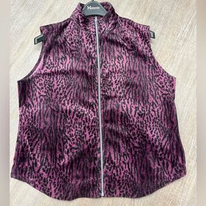 Gibson Pink and Black Animal Print Zip-Up Vest